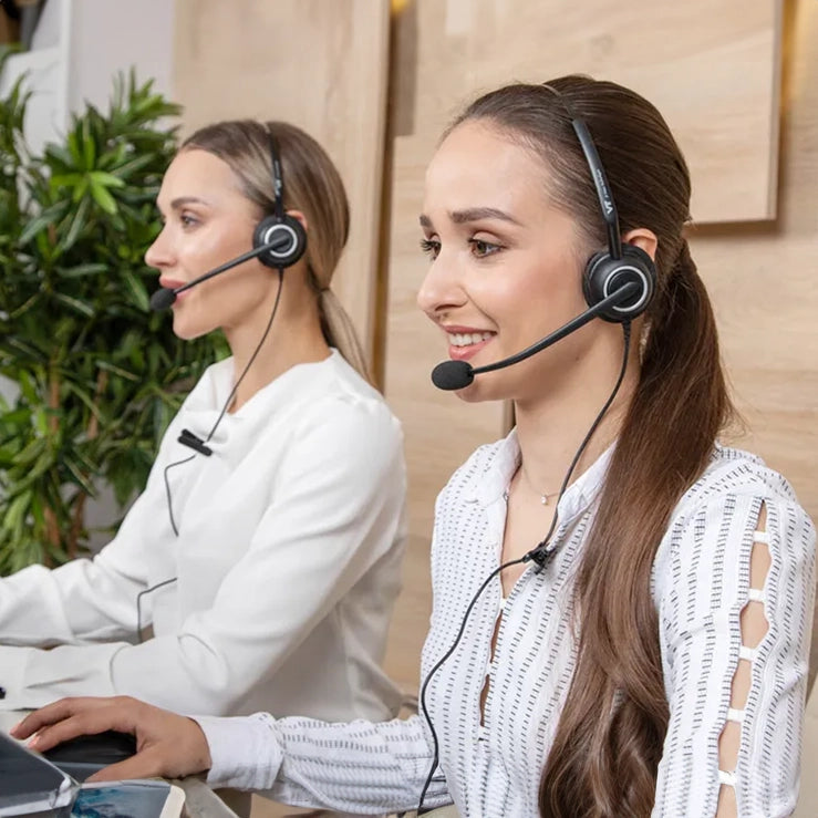 Auriculares profesionales para call center con cancelación de ruido